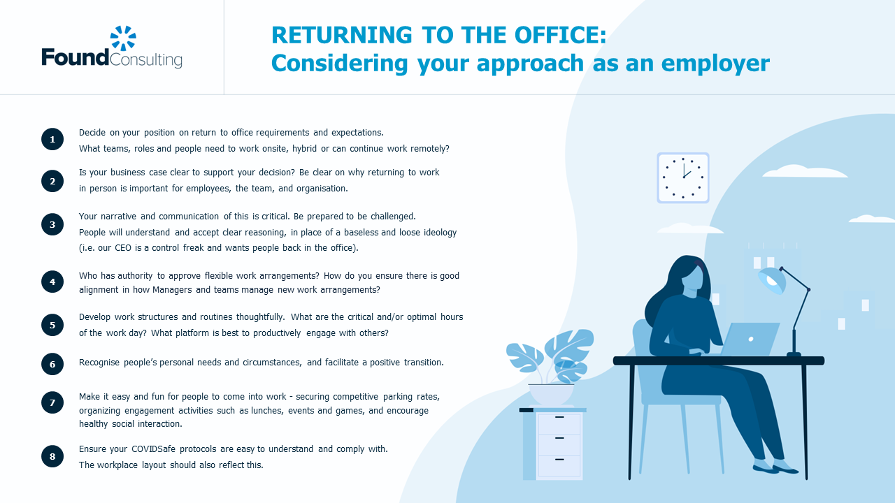 Returning to the office Considering your approach as an employer